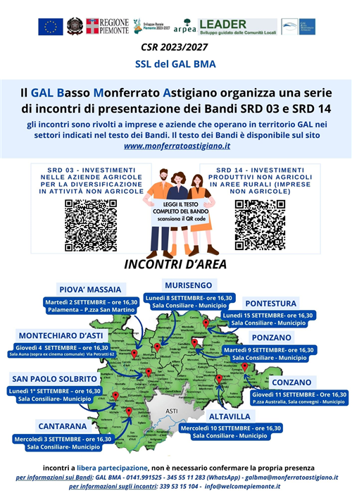 Incontri dedicati ai bandi GAL BMA per aziende agricole e imprese non agricole